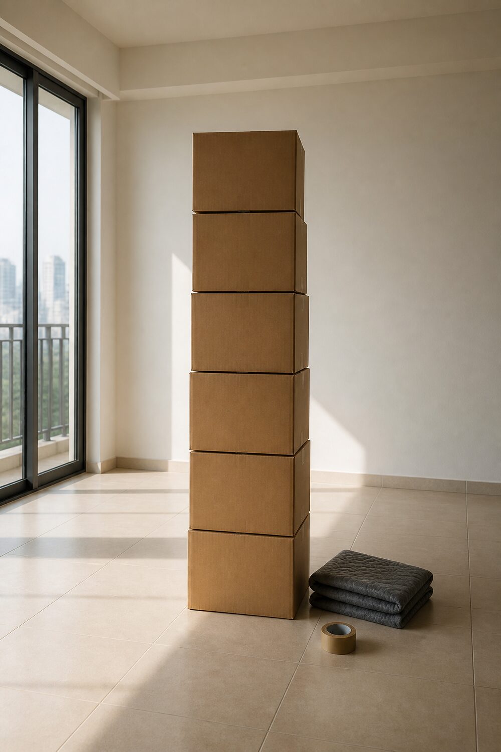 Packed boxes ready for an M6 move
